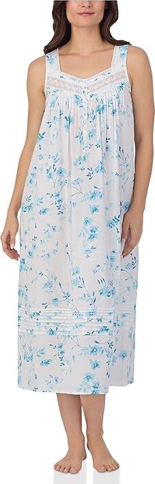 Eileen West Womens Ballet Sleeveless Nightgown Women's Jumpsuit & Rompers One Piece White Ground Floral : SM, Cotton