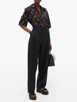 Thumbnail for your product : Edward Crutchley Reverse-pleated Wide-leg Wool-sharkskin Trousers - Black