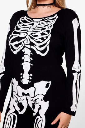 boohoo Plus Skeleton Print Halloween Jumpsuit