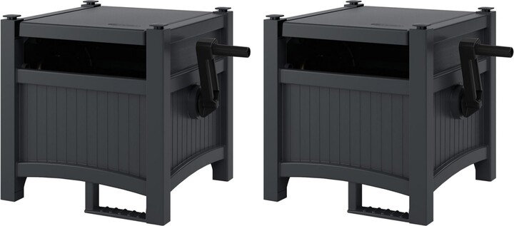 Suncast Hideaway 100 Ft Garden Hose Reel for 5/8 Inch Hoses, Cyberspace (2 Pack)