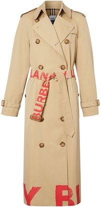Burberry Logo-Print Double-Breasted Trench Coat
