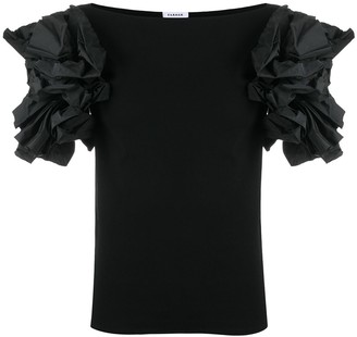 black ruffle sleeve shirt