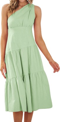  Dokuritu Green Dress for Women Strapless Summer Off The  Shoulder Sundress Beach Party Tube Top Dress Midi Dress Long Maxi Dress  2023 Fall (Peagreen,S) : Clothing, Shoes & Jewelry
