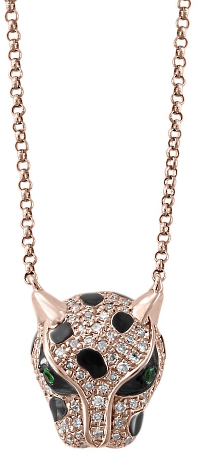 Jaguar Necklace Rose Gold Necklace Sterling Silver Champagne Necklace Champagne Crystals Leopard Necklace