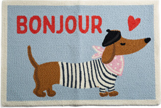 TJMAXX 27X40 Bonjour Dachschund Hooked Scatter Rug, Cotton/Polyester