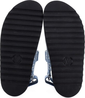 Replica Louis Vuitton Paseo Flat Comfort Sandals In Blue Denim for Sale