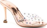 Thumbnail for your product : Schutz 90mm Crystal-Embellished Metallic Leather Mules