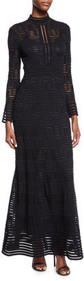 M Missoni Long-Sleeve Rib-Stitch Maxi Dress