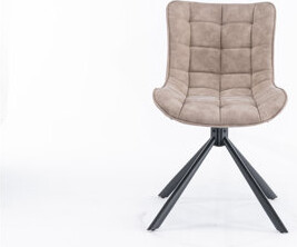 Red Barrel Studio Mid-Century Modern Tufted Grid Back Dining Chair(Set Of 2), Swivel Accent Chair With Metal Legs, Faux Leather Upholstered Adjustable Rotating Chair Fo