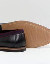 Thumbnail for your product : ASOS DESIGN Tassel Loafers In Black Leather With Tape Detail