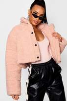 Thumbnail for your product : boohoo Crop Fleece Oversized Puffer Jacket