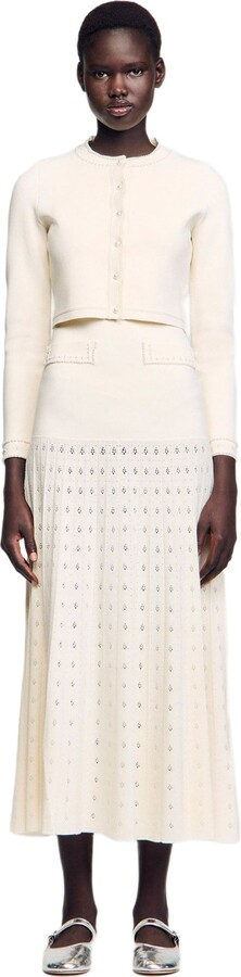 Sandro Cropped cardigan with pearl buttons