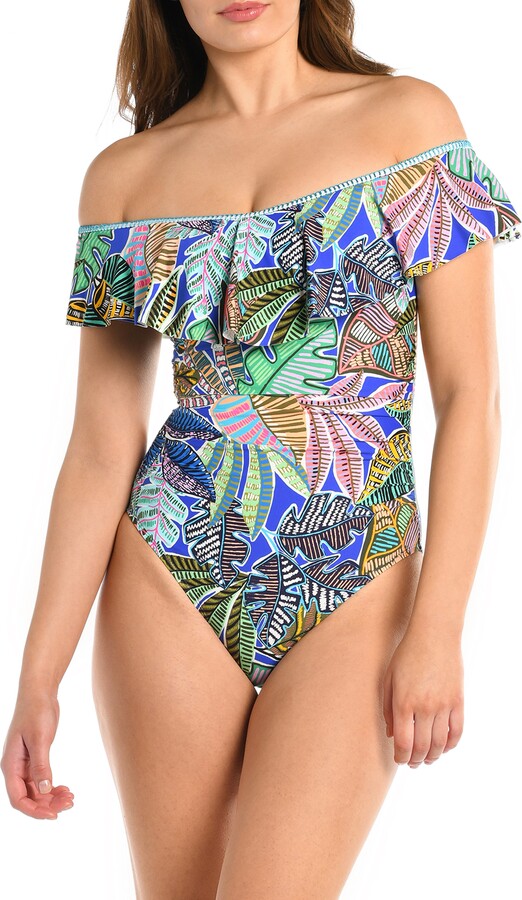 La Blanca Neon Ruffle OnePiece Swimsuit ShopStyle