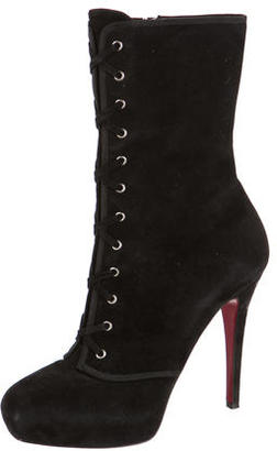 Christian Louboutin Suede Lace-Up Boots