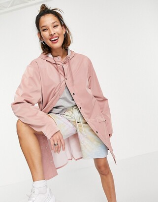 Rains long waterproof jacket in blush pink - ShopStyle