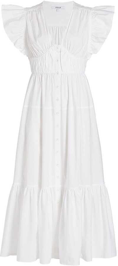 White Ruffle Sleeve Dress | ShopStyle