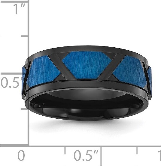 ChiselStainlessSteelBrushedandPolishedBlackandBlueIP-plated8mmBandRing