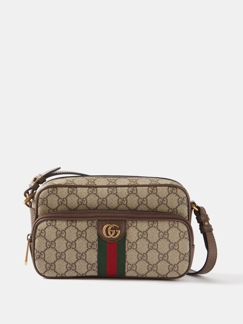 Gucci Brown/Beige GG Supreme Canvas and Leather Web Detail Messenger Bag  Gucci