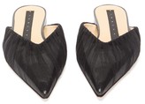 Thumbnail for your product : Midnight 00 Tulle-covered Patent-leather Backless Loafer - Black