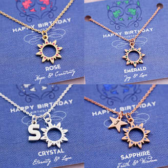 J&S Jewellery Birthstone Charm Necklace On Gift Card