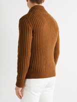 Thumbnail for your product : Tom Ford Shawl-Collar Ribbed Cashmere Cardigan - Men - Brown - IT 50