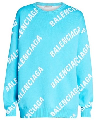 Balenciaga Oversized Logo Wool-Blend Knit Sweater - ShopStyle