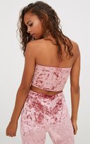 Thumbnail for your product : PrettyLittleThing Petite Rose Velvet Bandeau Top