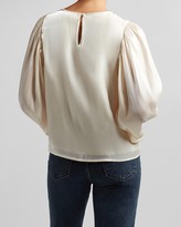 Thumbnail for your product : Express Shiny Semi-Sheer Balloon Sleeve Top