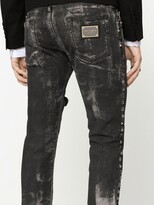 Thumbnail for your product : Dolce & Gabbana Distressed Studded Slim-Fit Jeans