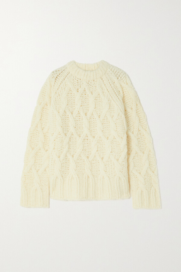 Acne Studios Cable-knit Wool-blend Sweater - Off-white - ShopStyle