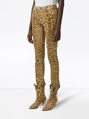 Burberry Straight Fit Leopard Print Japanese Denim Jeans