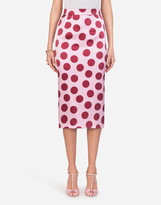 Thumbnail for your product : Dolce & Gabbana Polka-Dot Print Satin Longuette Skirt