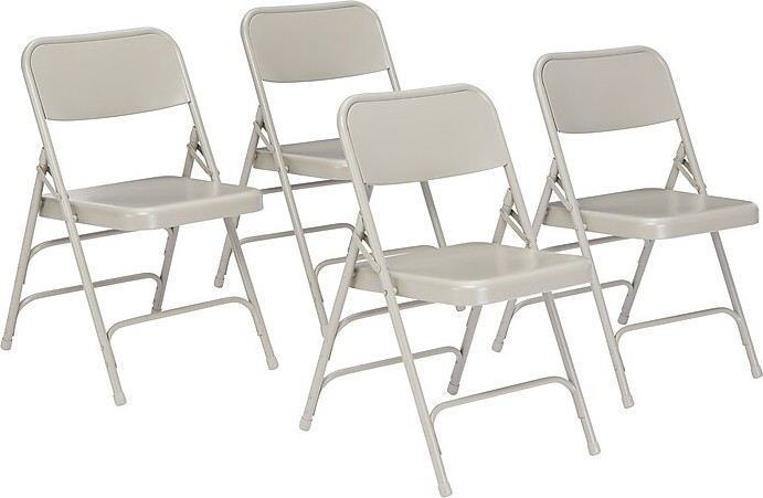 National Public Seating NPS 300 Series Premium All-Steel Triple Brace Double Hinge Folding Chair, Gray, 4/Pack (302/4)