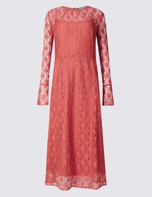 Marks and Spencer Lace Lined Long Sleeve Shift Dress