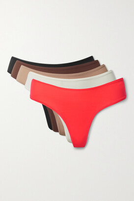 Fits Everybody Cheeky Tanga lace-trimmed stretch briefs - Marble