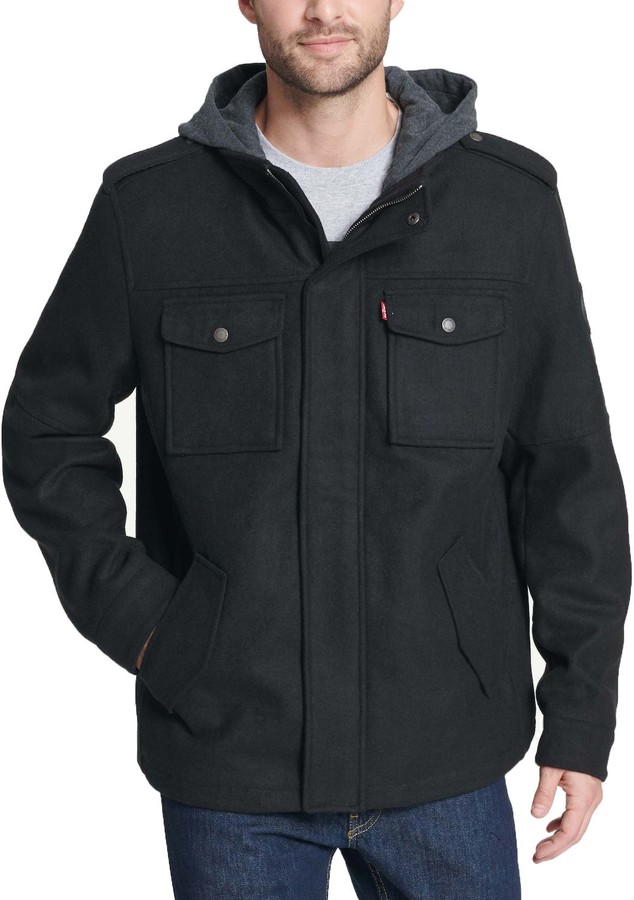 Levi's Men's WoolBlend Hooded Military Jacket ShopStyle