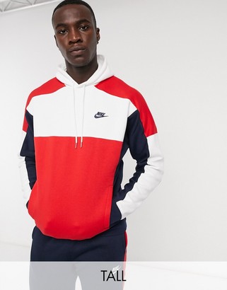 Microbe constant Fraud Nike Club color block hoodie in red/white/blue - ShopStyle