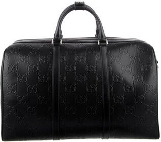 GG Embossed Leather Duffle Bag in Black - Gucci