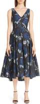 Thumbnail for your product : Lela Rose Metallic Floral Fil Coupe Fit & Flare Midi Dress