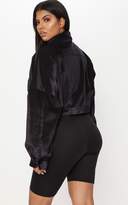Thumbnail for your product : PrettyLittleThing Plus Black Cropped Cord Oversized Trucker Jacket