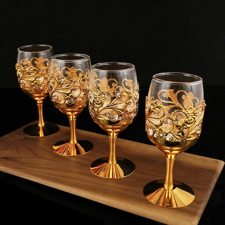 Ramada High-grade metal glass wine glass, liquor glass, creative crystal cup, spirit glass,, household wine set gift