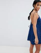 Thumbnail for your product : ASOS Petite DESIGN Petite low back mini sundress in heart broderie