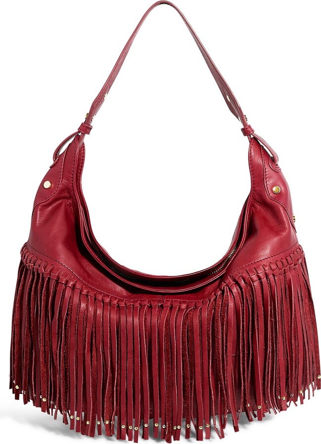 American Leather Co. As Is Fringe Lilly Ziptop Hobo