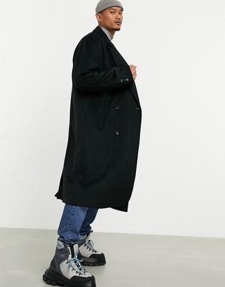 ASOS DESIGN wool mix oversized longline overcoat in black