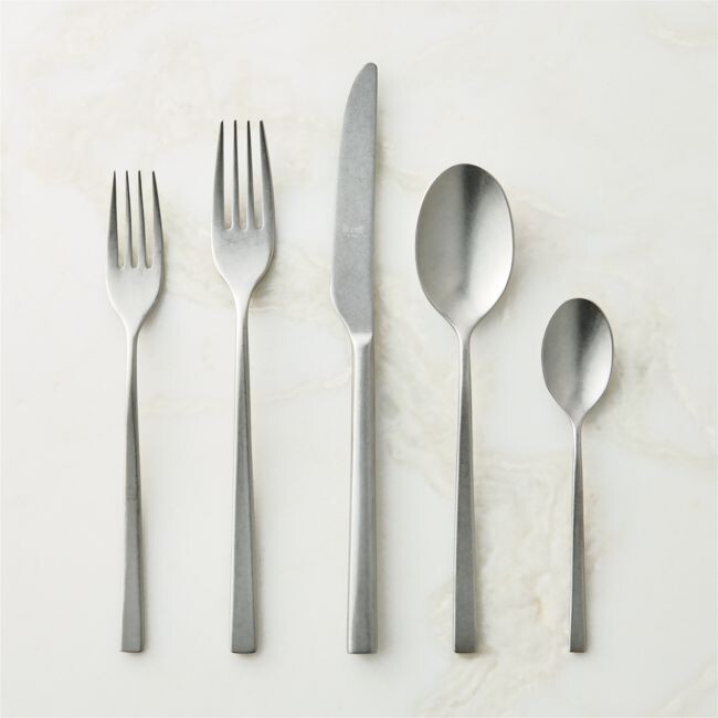 Rebbio 5-Piece Tumbled Silver Flatware Set