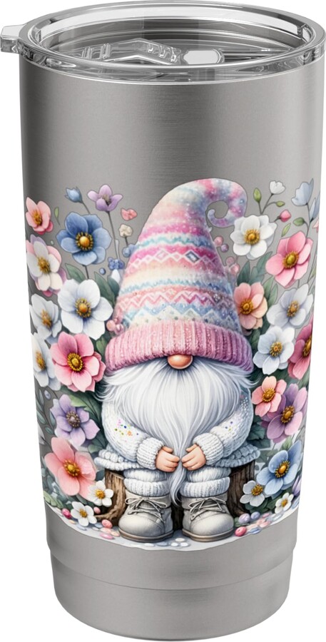 Cute Wildflower Gnome Gifts For Women And Gardener Floral Spring Gnome Graphic For Women And Mom Cute Flower Stainless Steel Insulated Tumbler