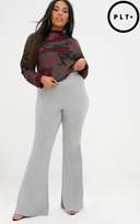 Thumbnail for your product : PrettyLittleThing Plus Grey Marl Basic Flared Trousers