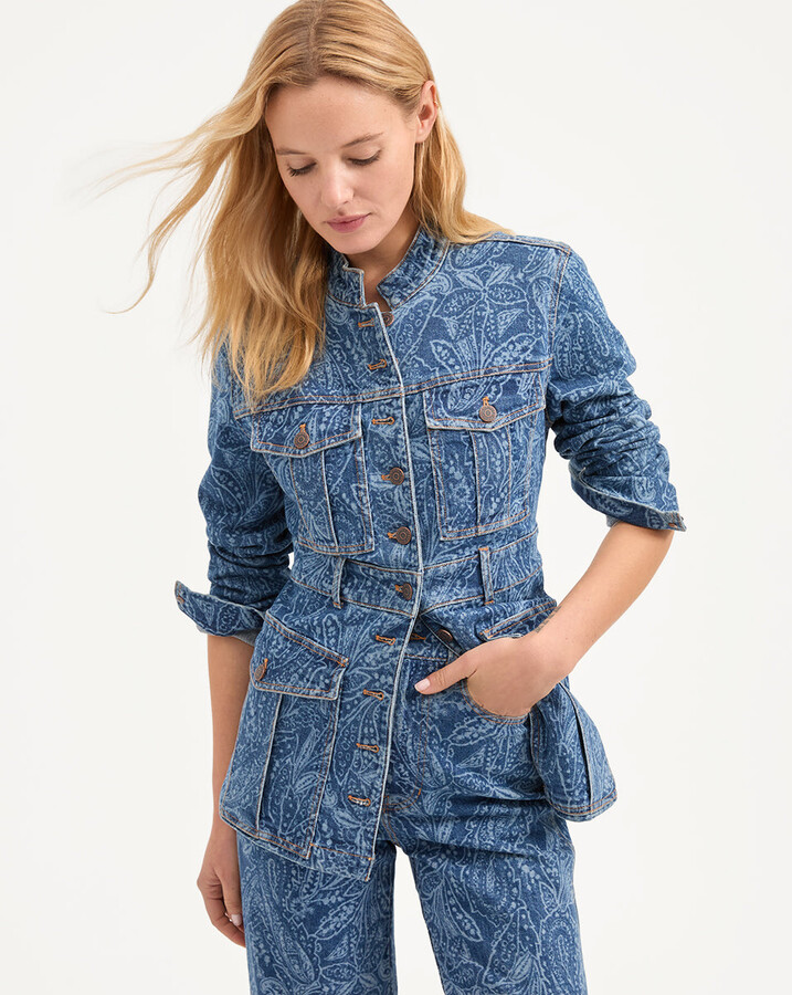 Veronica Beard Tika Paisley Denim Jacket