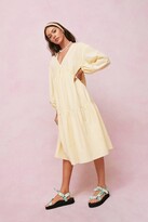 Thumbnail for your product : Nasty Gal Womens Striped Tiered Midi Smock Dress - Pink - 12