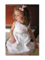 Thumbnail for your product : The Well Appointed House Girl's Pique Dress in White with Light Pink Trim